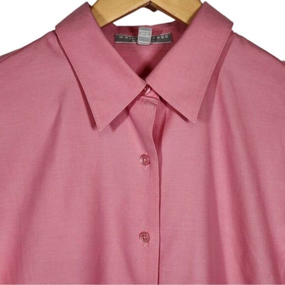 Foxcroft Top Shaped Fit Pinpoint Essential No Iron Shirt Wrinkle Free Pink 8 - Picture 5 of 9